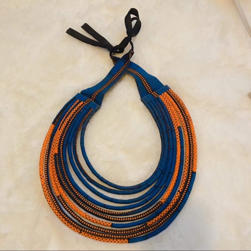 🏝African Print Rope Necklace